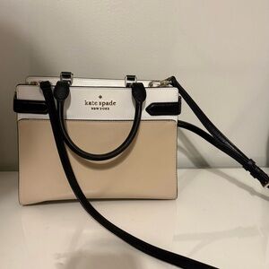 kate spade Two-Tone Cream, White & Black Leather Satchel